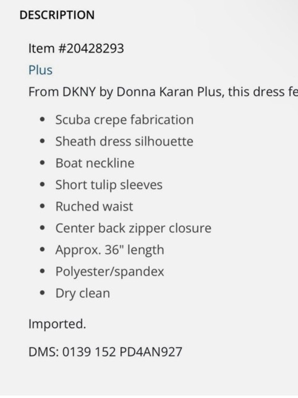 DKNY Black Short Sleeve Sheath Dress Size 20W Short Sleeves Ruched Crepe LBD - Picture 11 of 12